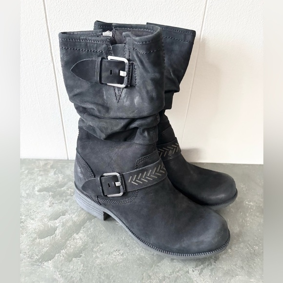 Rockport black suede leather buckle boots size 7 - Picture 1 of 7